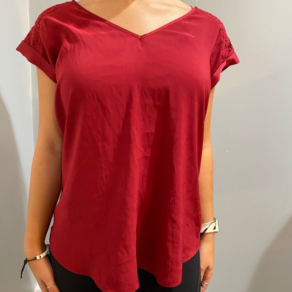 silky. sexy red shirt